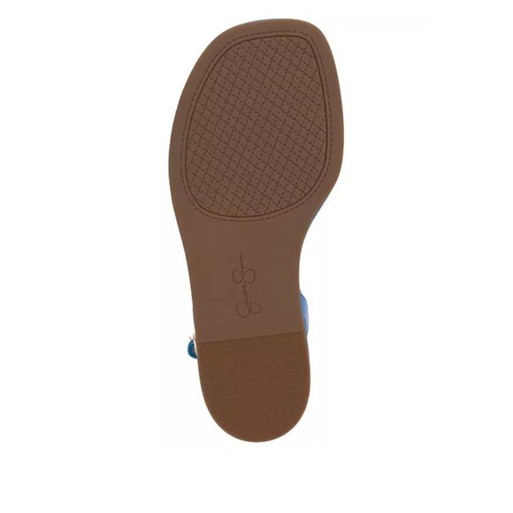Jessica Simpson Blue Metallic & Clear Strap Ankle Sandals With Flat Sole. - Picture 5 of 5